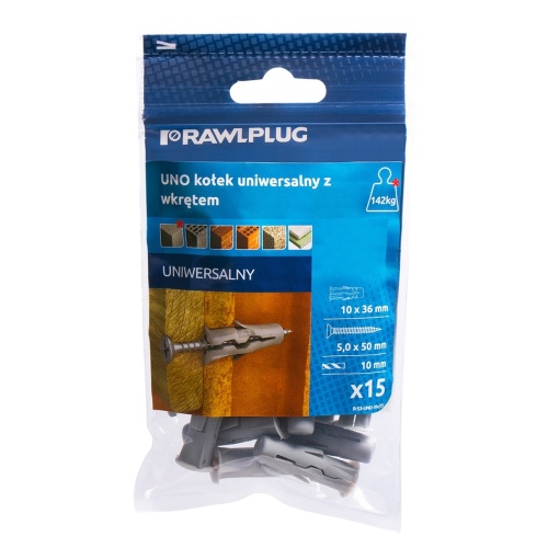 Kołek uniwersalny Uno 10 x 36 mm z wkrętem 15 szt.RAWLPLUG