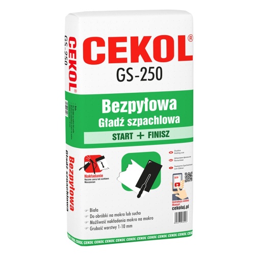 Gładź szpachlowa GS-250 bezpyłowa CEKOL
