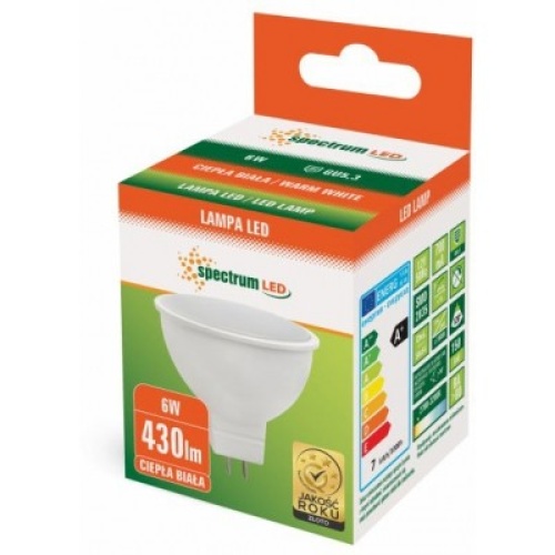 Żarówka MR16 6W ciepły biały z mleczną szybką SPECTRUM