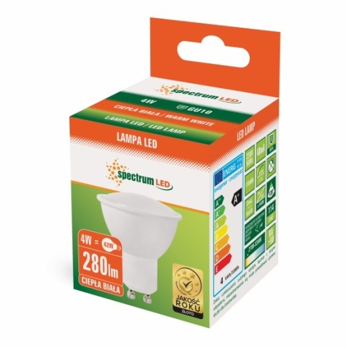 Żarówka LED 4 W GU10 neutralny biały z mleczną szybką SPECTRUM