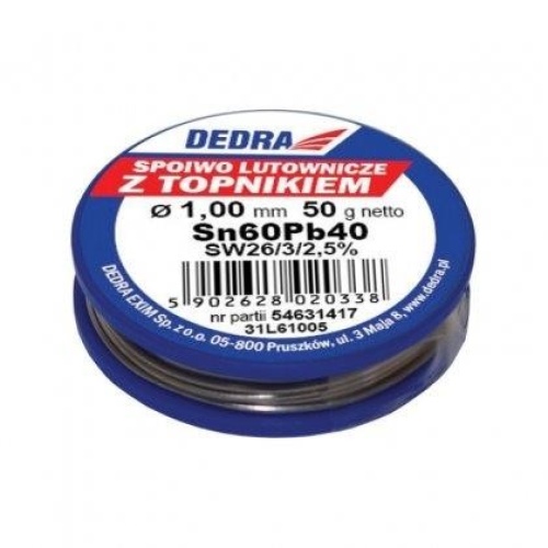 Spoiwo lutownicze z topnikiem 1 mm - 50 g DEDRA
