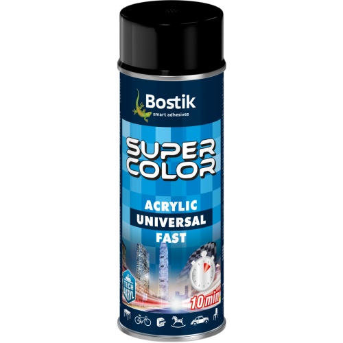 Lakier akrylowy Super Color Acrylic Universal Fast czarny RAL 9005 400 ml BOSTIK
