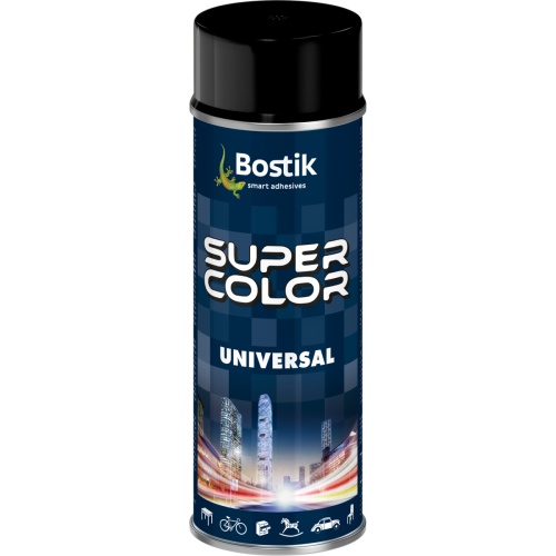 Lakier uniwersalny ogólnego zastosowania Super Color Universal czarny mat RAL 9005 400 ml BOSTIK