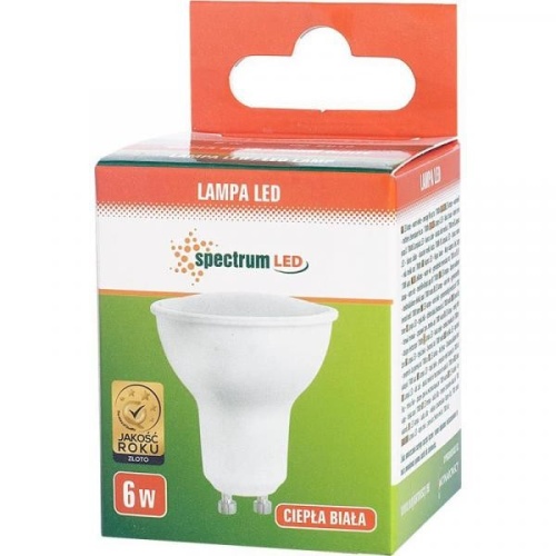 Żarówka LED 6 W, GU10 z mleczną szybką biały ceramiczny SPECTRUM